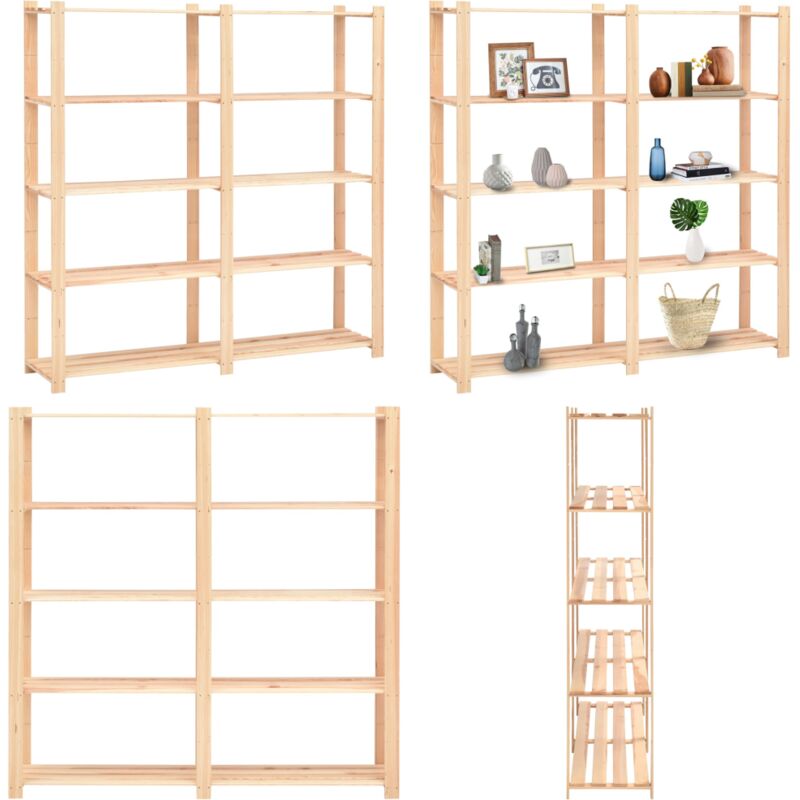 Vidaxl - tagère de stockage 5 niveaux 170x38x170 cm Pin solide 500 kg - Étagère De Rangement - Étagère Industrielle - Meuble De Rangement - Rangement