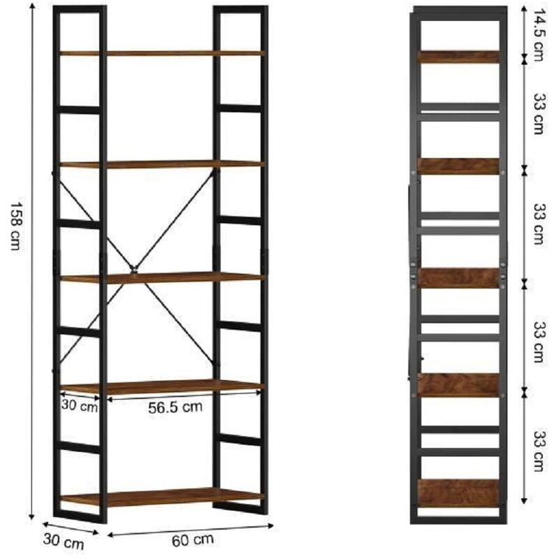 etagere de style industriel retro 5 couches 60 * 30 158cm