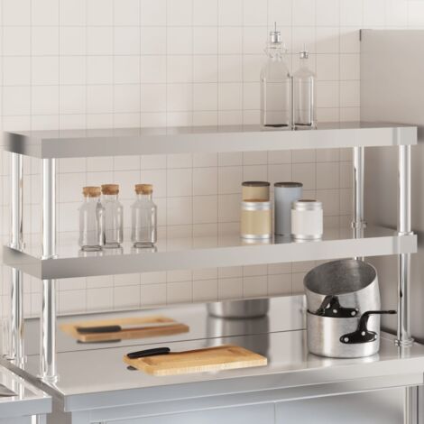Étagère de table de travail à 2 niveaux 110x30x65 cm inox vidaXL