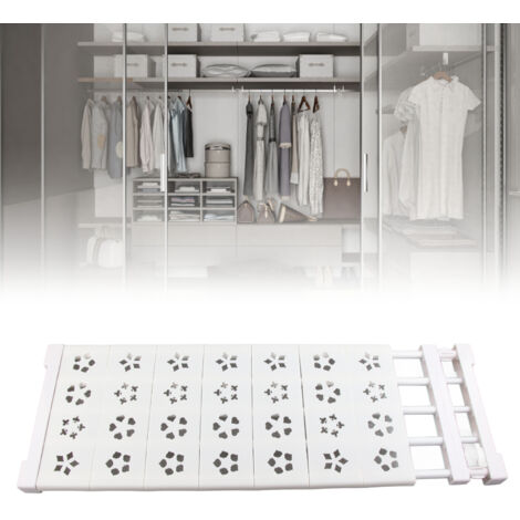 Étagère de tension extensible pour placard sans perforation - Blanc - 24cm x 75-120cm - Incl. supports, pieds et vis