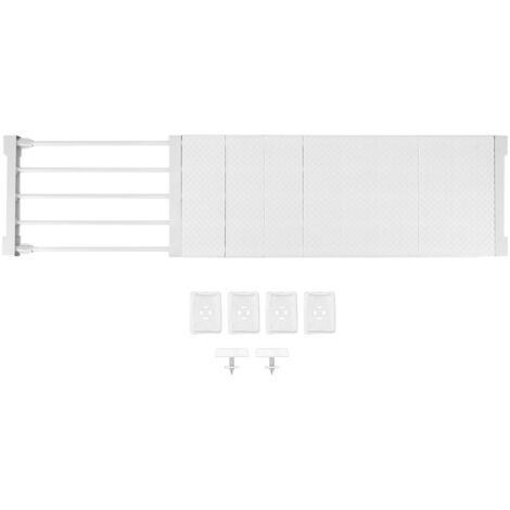 Étagère de tension[Étagère] + [Modèle ajustable] + [Pour cabinet et placard 75-120cm] + [Matière PP et tube en acier, Capacité de charge 20kg, 6 accessoires]