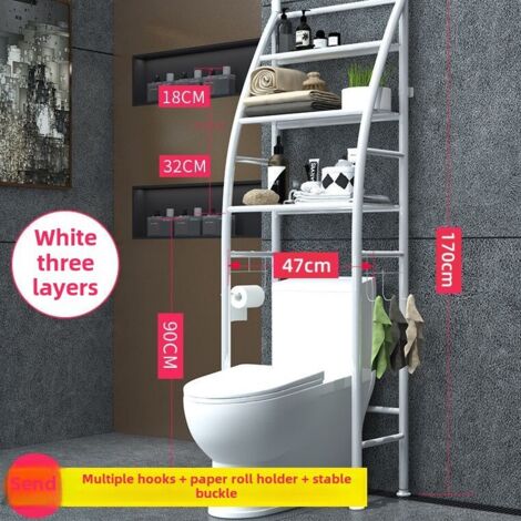 Étagère de toilette à 3 niveaux en forme de voilier blanc, rangement au sol, rangement multifonctionnel pour WC, sans perçage, organisateur de salle de bain