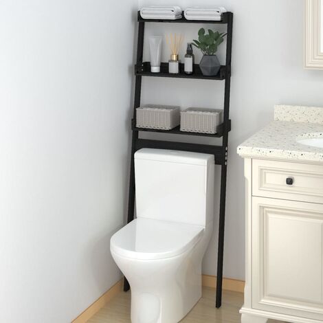 Étagère de toilette Noir 63,5x32x179 cm Bois de pin massif