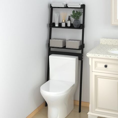 Étagère de toilette Noir 63,5x32x179 cm Bois de pin massif