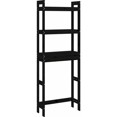 Étagère de toilette Noir 63x26x171 cm Bois de pin massif