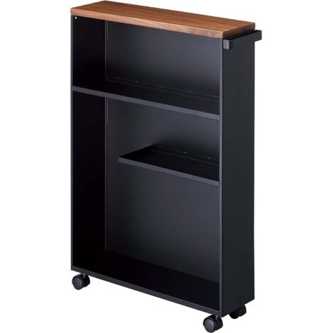 Etagère de toilette sur roulettes métal et bois Slim