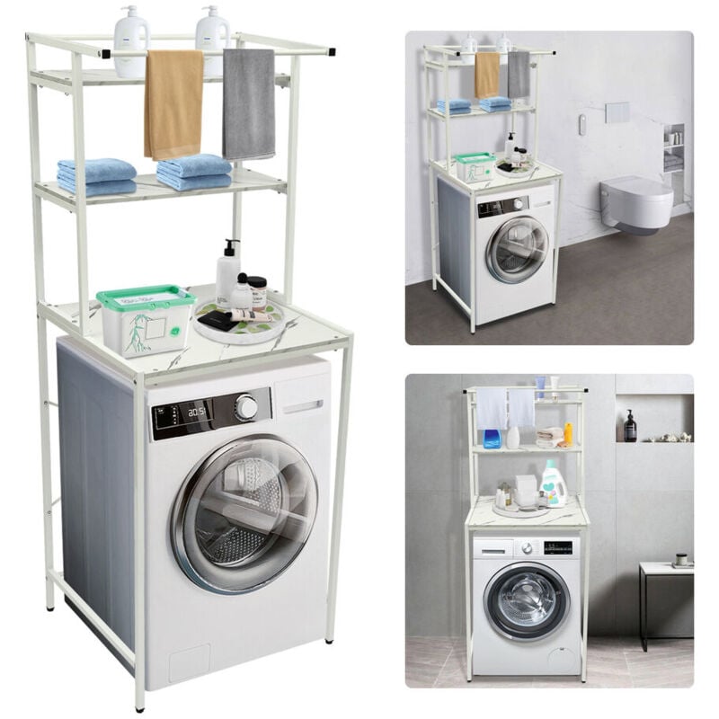 Tagère de toilettes, étagère de salle de bain, étagère pour machine à laver,Étagère de salle de bain à 3 niveaux
