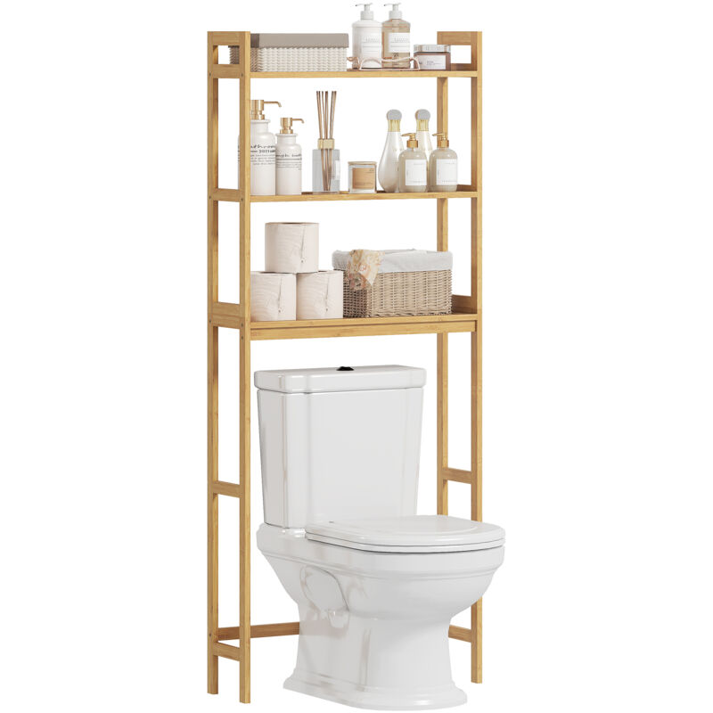 Tagère de toilettes wc 3 niveaux style cosy bambou