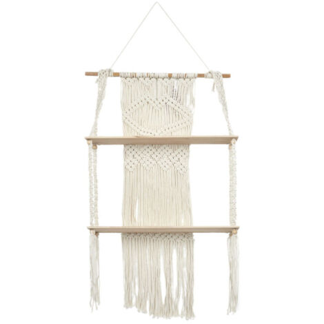 Étagère Déco 2 Niveaux "Boho" 85cm Beige