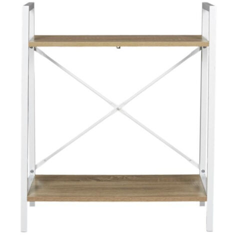 Étagère Déco 2 Niveaux "Bois & Métal" 70cm Blanc