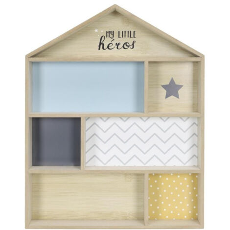Étagère Déco pour Enfant "Maison" 50cm Bleu