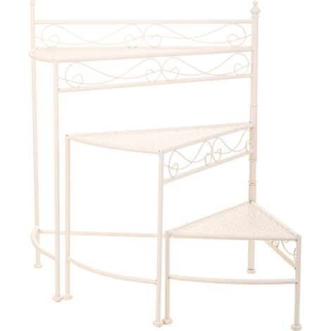 Etagère décorative blanche en fer forgé pour plantes élégantes - blanc mat fer forgé
