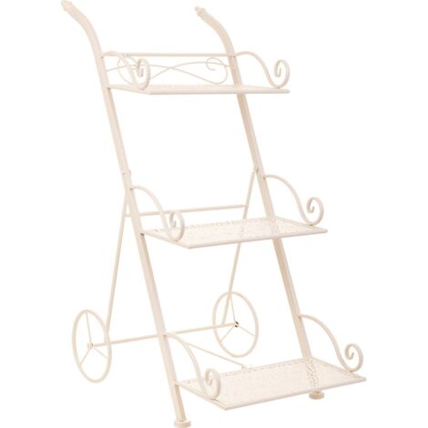 Étagère décorative blanche en fer forgé pour plantes et pots - blanc crème fer forgé
