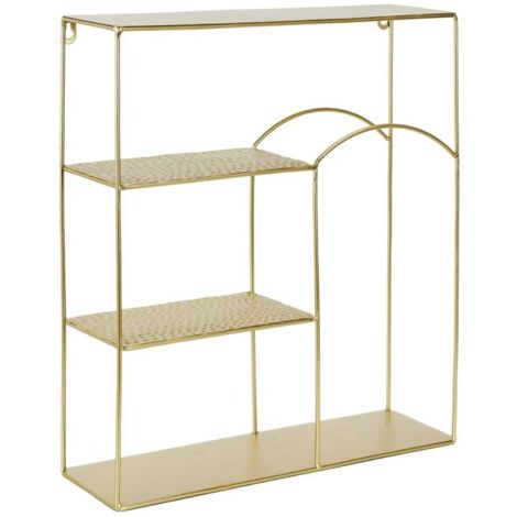 Etagère décorative dorée en métal martelé