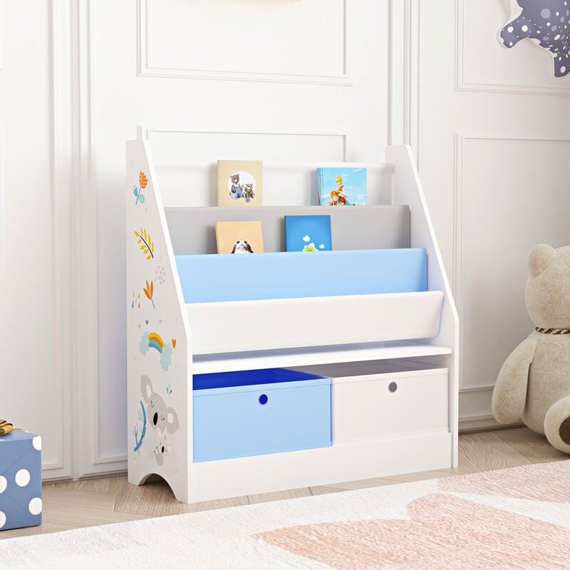 Tagère d'enfant Neda à 3 compartiments avec 2 boîtes 74 x 71 x 23 cm à motif koala [en.casa]