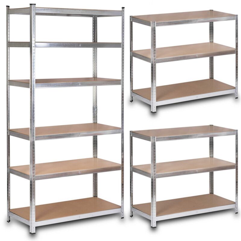 Étagère d'entrepôt en métal 222 x 110 x 50 cm – 6 étagères en MDF – Charge maximale 150 kg par étagère – Montage sans vis - HR-815