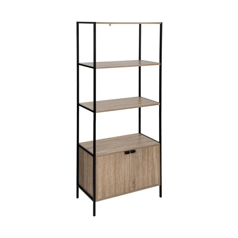 Five Simply Smart - tagère Design 2 Portes 'Aliaj' 176cm Naturel & Noir