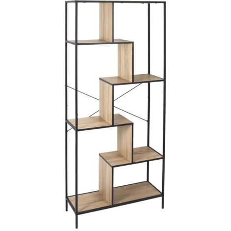 Etagère design 80x30x180 cm noir et naturel - ROUMI