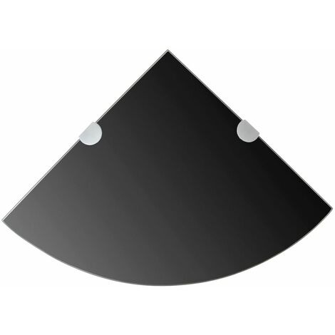 Étagère design de coin avec supports chromés verre noir 25 x 25 cm