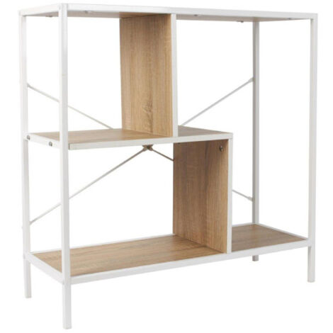Étagère Design "Edison" 80cm Naturel & Blanc