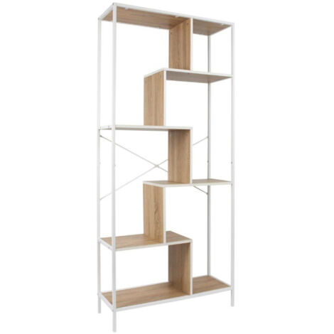 Étagère Design "Edison"180cm Naturel & Blanc