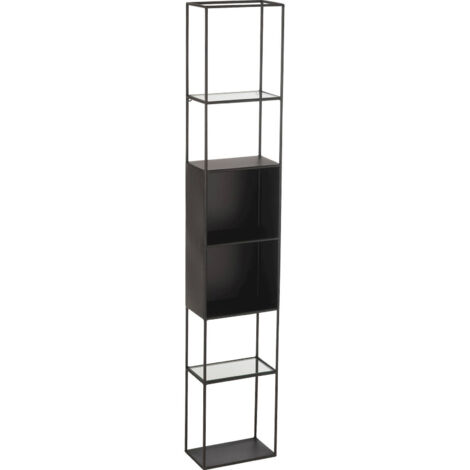 Étagère design métal et verre noir pour salon élégant - Noir mat et verre transparent