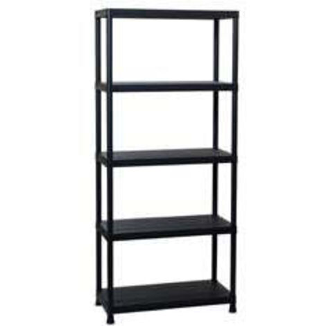Étagère d'intérieur à 5 étagères noire 80x40x180 cm capacité 50 kg par étagère avec kit de montage mural inclus et certification TÜV