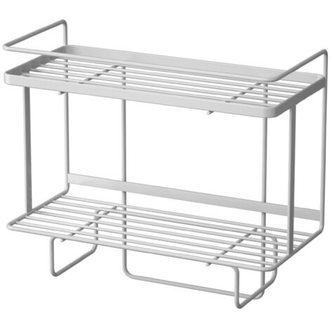 Étagère double étages au-dessus des toilettes, rangement salle de bain sans perçage, couleur blanc