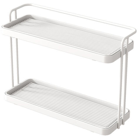 Étagère double étages style japonais Ins, rangement bureau cuisine en U, blanc