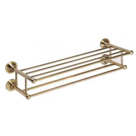 Etagère double trapèze avec porte-serviettes RETRO bronze 66,5x16,5x22,5 cm
