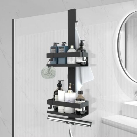 Etagere Douche à Suspendre, Acier Inoxydable SUS304, Etagere Salle de Bain sans Percage pour le gel Douche et le Shampooing (Etagere Douche à Suspendre- Noir)