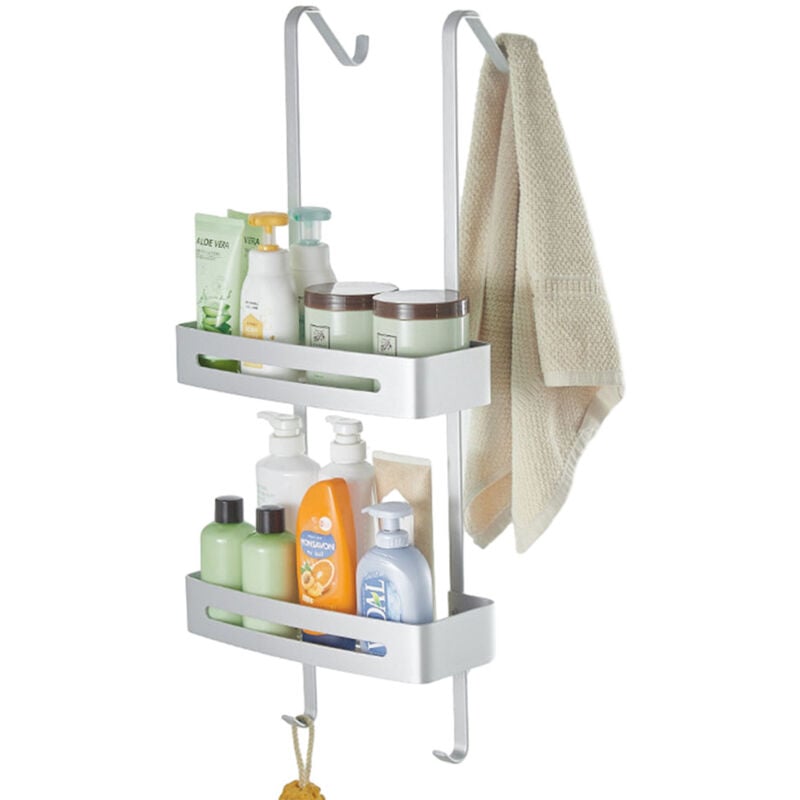 Etagere Douche à Suspendre, Rangement Douche sans Percage avec 2 Pièces Réglable Panier à Suspendre Pour douche avec paroi ou porte vitrée pour le