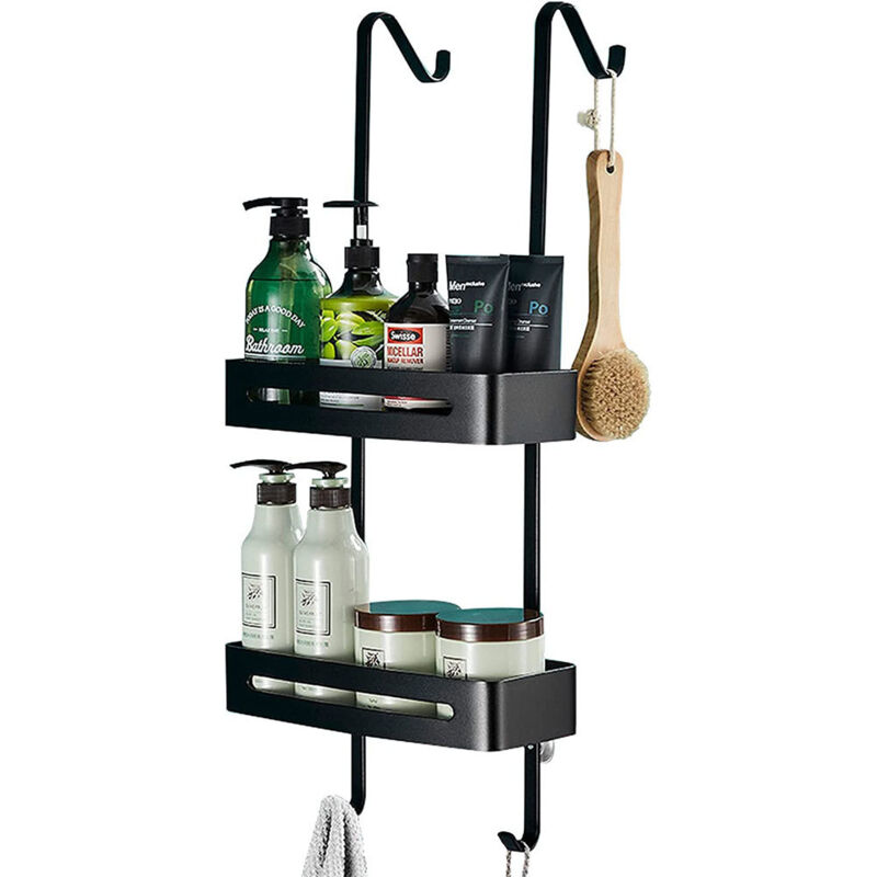 Etagere Douche à Suspendre, Rangement Douche sans Percage avec 2 Pièces Réglable Panier à Suspendre Pour douche avec paroi ou porte vitrée pour le