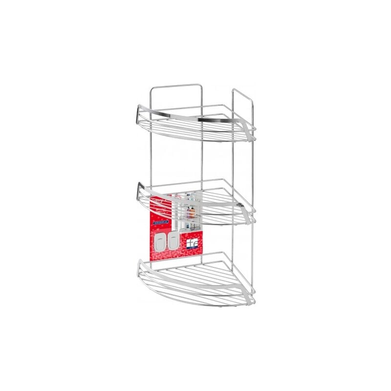 Etagère Douche d'Angle 3 Etagères Francy - Acier Chromé - L22xP22xH49 cm