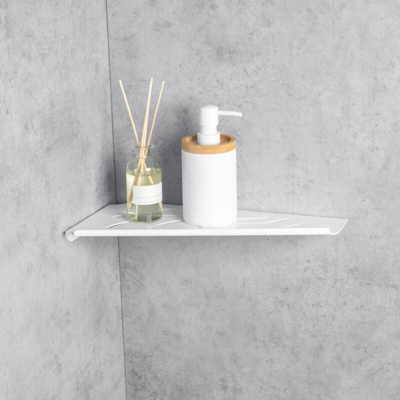 Tagère d'Angle pour Salle de Bain, Acier Inoxydable, Blanche, Gauche, shuttle - Daske