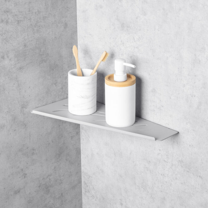 Tagère d'Angle pour Salle de Bain, Acier Inoxydable, Grise, Gauche, shuttle - Daske
