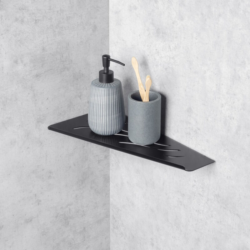 Tagère d'Angle pour Salle de Bain, Acier Inoxydable, Noire, Gauche, shuttle - Daske