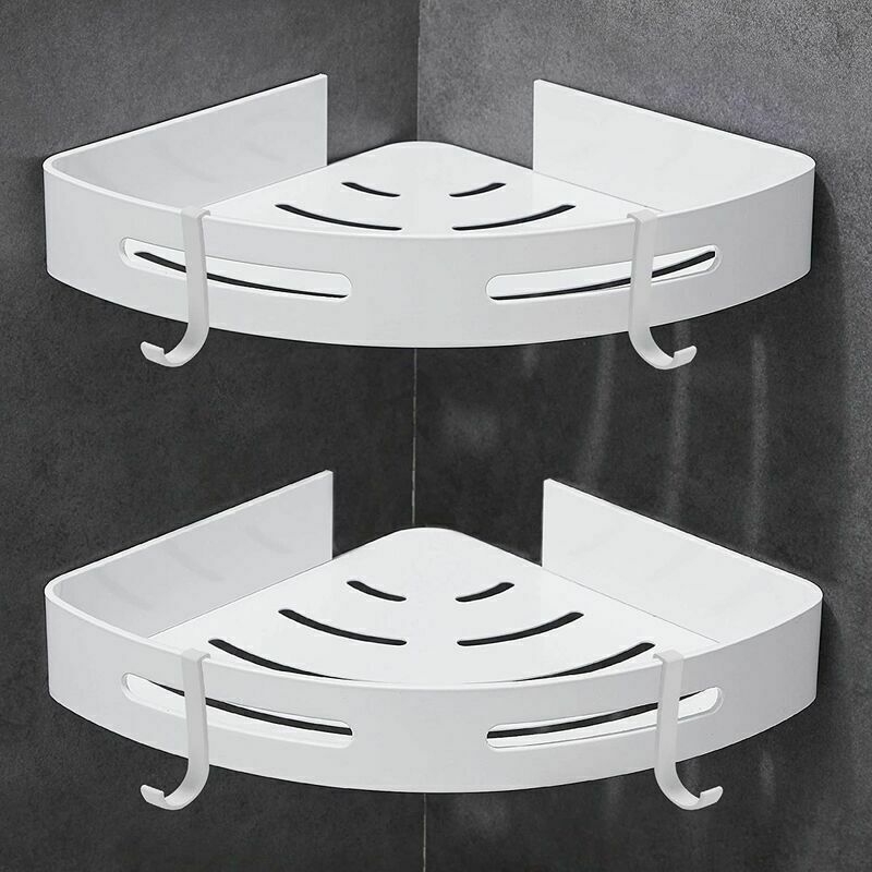 Etagère Douche Étagère de Douche d'angle et Cuisine Serviteurs de Douche, Aluminium, Finition Mat, Lot de 2 Blanc