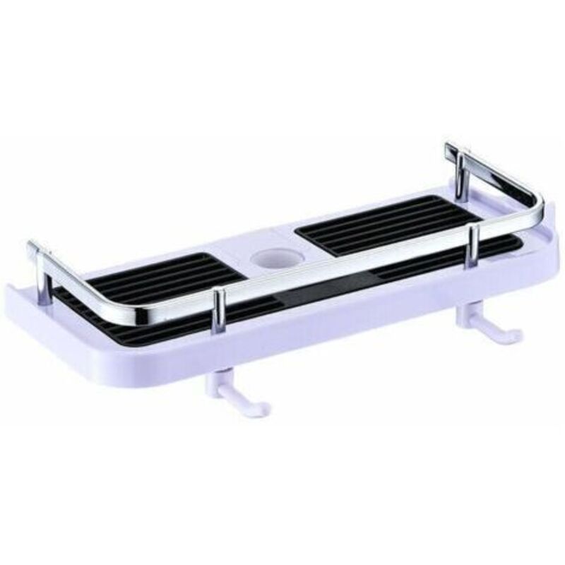 Étagère Douche pour Colonne/Barre de Douche,Etagère Serviteur de Douche avec Support Pomme Douche,Panier Rangement Salle de Bain Tablette de Douche