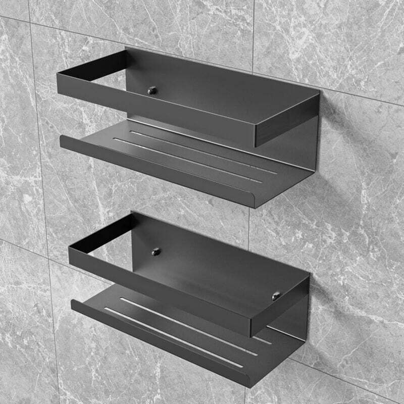 Etagere Douche sans Percage, 2 pcs Rangement Douche en Acier Inoxydable SUS304, Etagere Salle de Bain pour Le Gel Douche et Le Shampooing