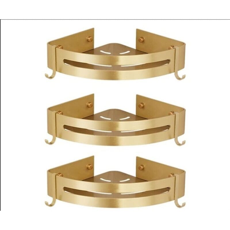 Étagère Douche Sans Perçage Etagere Angle Salle de BainTablette Salle de Bain Starlight (Or Sable Brillant,3 Niveaux)