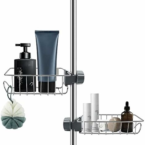 QPUION Étagère Douche Sans Percage Inox, 2pcs Porte Savon Étagère Salle de Bain Serviteur Douche pour Shampooing, Support de Rangement pour Salle de Bain Cuisine