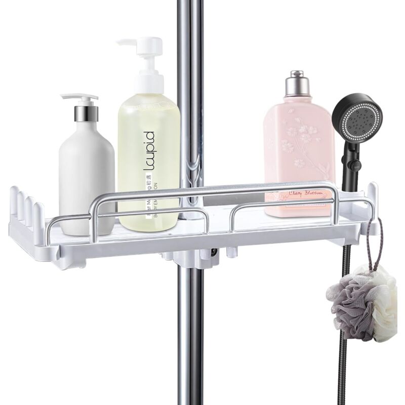 Tagère douche télescopique sans perçage 32-48cm, suspendre pour salle de bain, Rangement Douche pour Nettoyant pour Corps de Shampoing pour Porte
