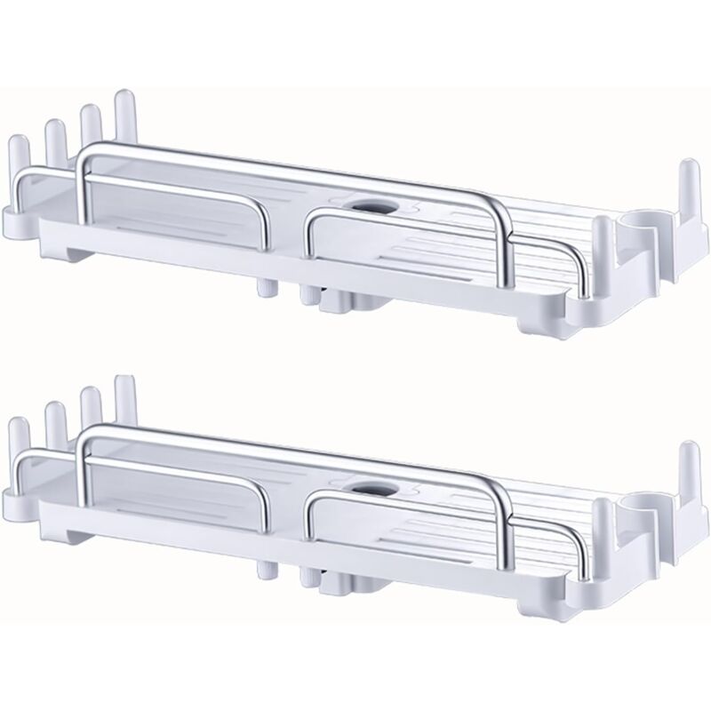 Tagère douche télescopique sans perçage 32-48cm, suspendre pour salle de bain, Rangement Douche pour Nettoyant pour Corps de Shampoing pour Porte