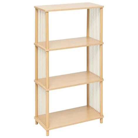 Etagère droite à 4 niveaux effet bois clair - Longueur 60 x Profondeur 30 x Hauteur 110 cm