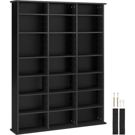 Tectake – Étagère bibliothèque réglable en mélamine 105,5x19x136,5cm – 6 compartiments – Surface anti-rayures – Capacité 54kg