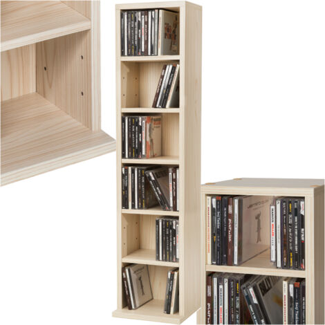 Tectake – Étagère bibliothèque réglable 90x21x20cm – MDF marron hêtre – 5 étagères amovibles pour CD, DVD et livres – Montage facile