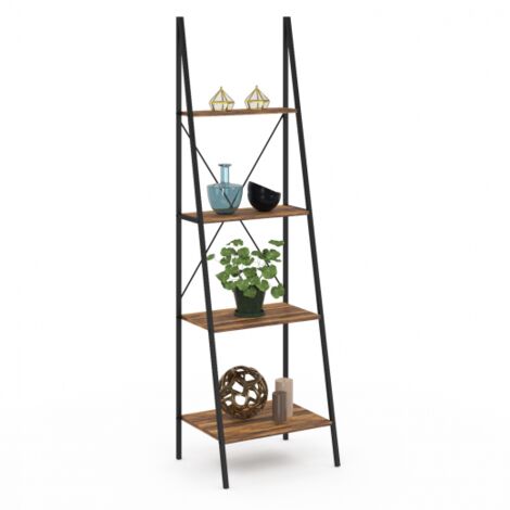 Etagère échelle 4 niveaux DAYTON effet vieilli design industriel 170 cm - Multicolore