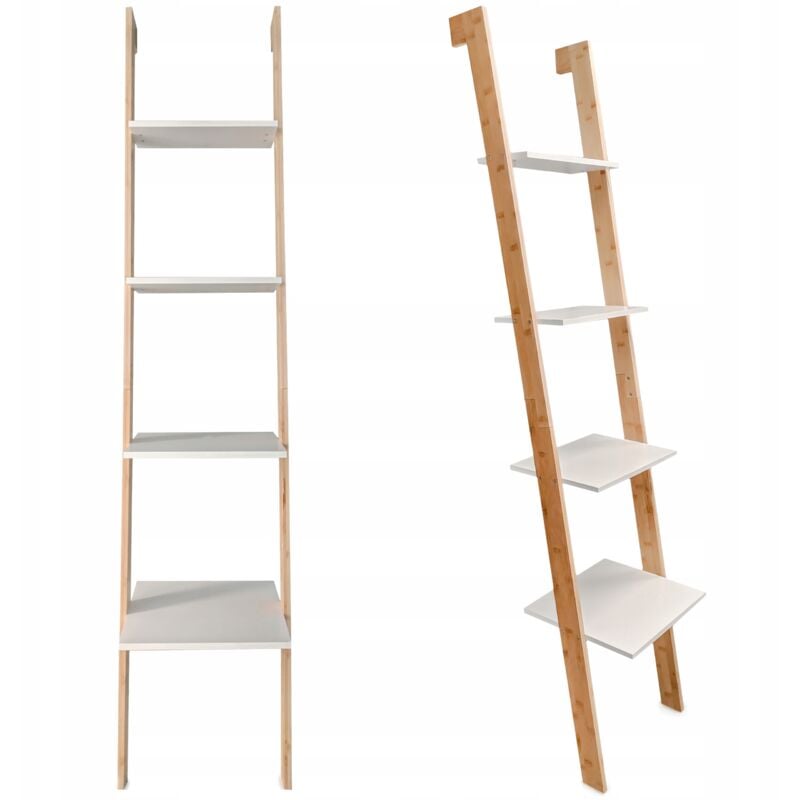 Tagère échelle moderne à 4 étagères en bambou