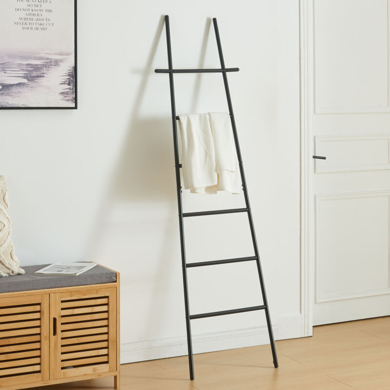 [en.casa] - tagère échelle Øyer acier 170 x 45 x 2 cm noir